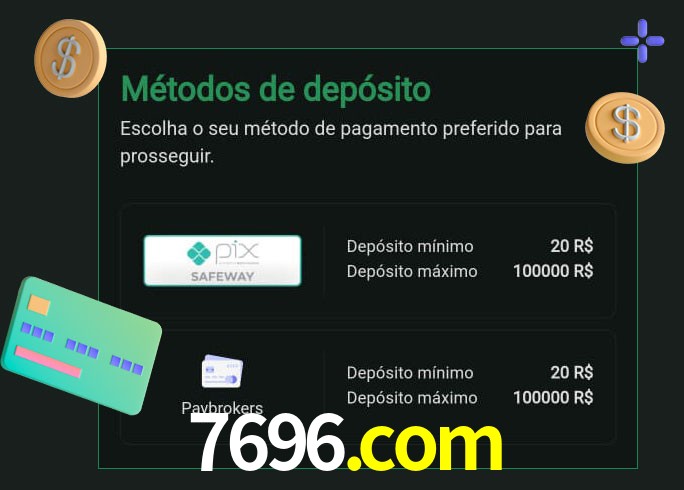 O cassino 7696.com oferece uma grande variedade de métodos de pagamento